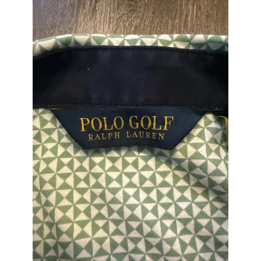 Polo Golf Ralph Lauren Men's XXL Short Sleeve Green/ White Argyle Diamond Print